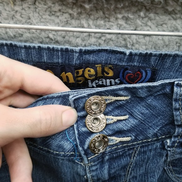 Angels Women's 7 Button-Fly Blue Cropped Jeans 30.75" 24.25" 7.5" - Picture 5 of 11